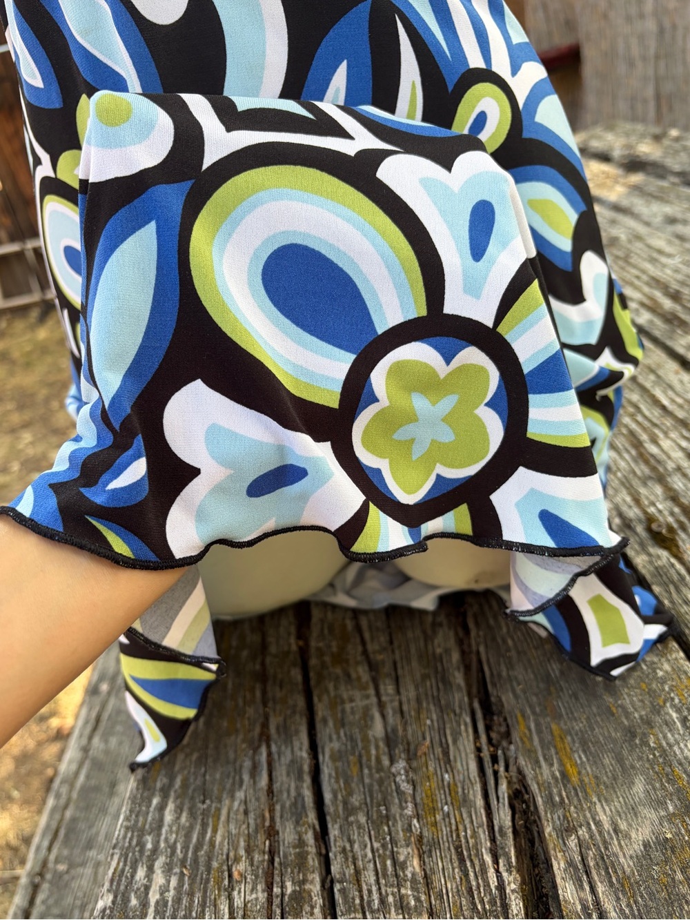Y2K green + blue funky patterned halter dress - Picture 6 of 6